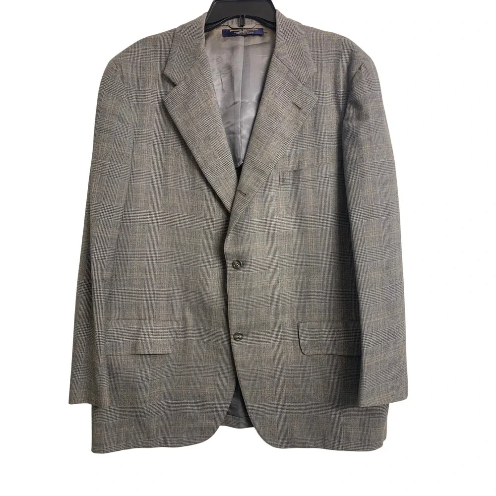 Brooks Brothers Makers Gray‎ Glen Plaid 100% Wool 3-Button Blazer Sport Coat